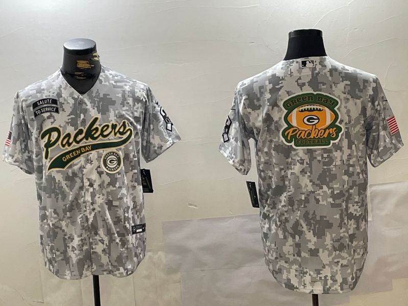 Men Green Bay Packers Blank Nike Arctic Camo 2024 Salute to Service Limited NFL Jersey style 2